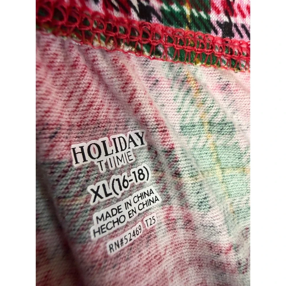 Holiday Time Womens XL 16-18 Red Pink Plaid 2 PC Pajama Set NWT J8